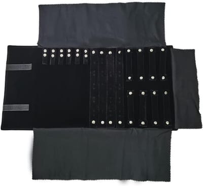 Reissieradenetui - Sieraden opberger - Sieraden organiseren - Ruim maar compact - 41x15 cm uitgevouwen - Zwart