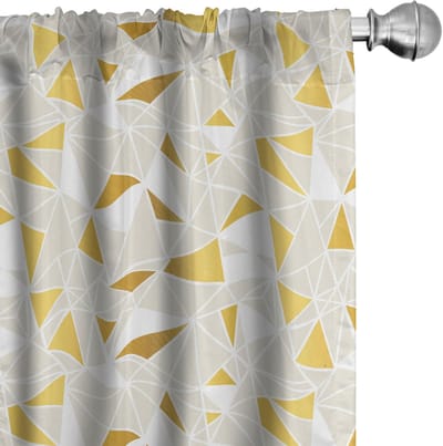ABAKUHAUS polygonale gordijnen – 2x75x225 cm – microvezel – aardgeel eierkleur