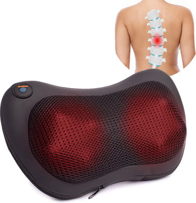 QLT Elektrisch Massageapparaat voor Rug, Nek, Schouders en Benen – Shiatsu Massagekussen met 4 Massagerollers -Vibratiemassage - Warmtefunctie - Zwart
