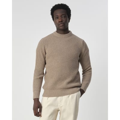 J.C. RAGS Heren Trui Ronde Hals Taupe