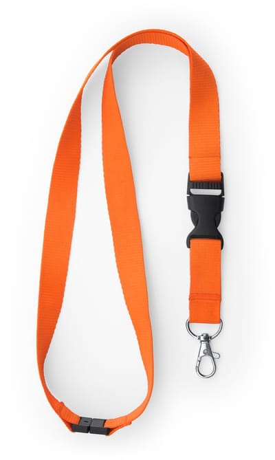 30 Keycord/lanyard koord - oranje - met sleutelhanger - 55 cm