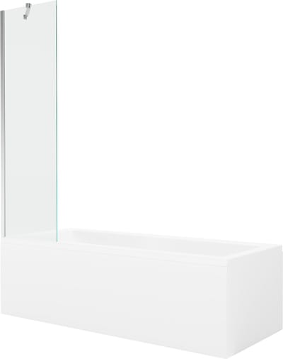 Mexen Cubik rechthoekig bad 170 x 70 met omkasting en 1-vleugelig scherm 50 , transparant, chroom - 550317070X9505000001