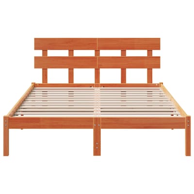 vidaXL - Bedframe - met - hoofdeinde - Bruin - 160 - x - 200 - cm - Massief - grenenhout