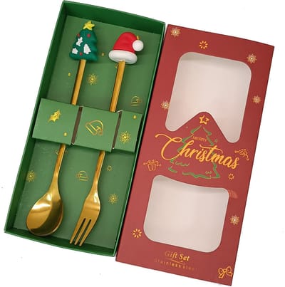 Bestek set - 2-delig - kerst - feestelijk - roestvrij staal - cadeautip