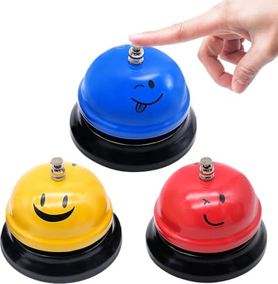 Set van 3 Servicebellen - Kleine Desk Bell van Metaal voor Ontvangst, Restaurant, Kantoor en Hotels