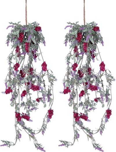 Lichtpaarse lavendel kunsttak - 2x - kunstplanten - slinger - 80 cm - Kunstplanten/kunsttakken