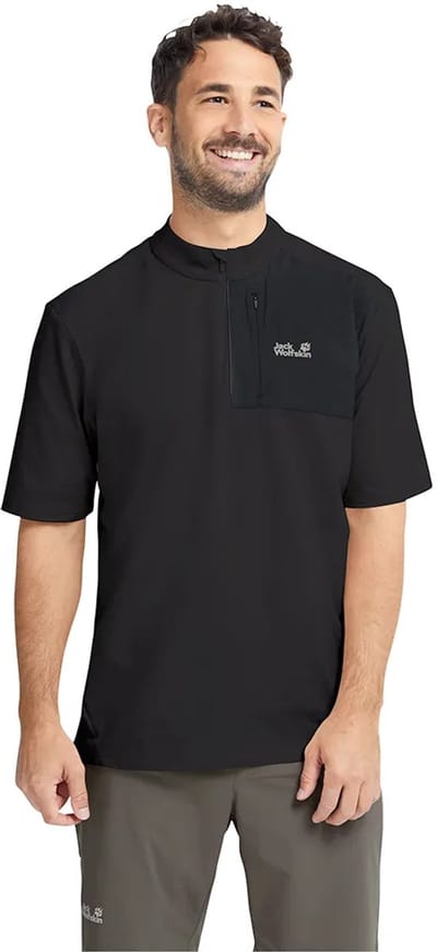 Jack Wolfskin Sucol Half Rits T-shirt Met Korte Mouwen Zwart S Man