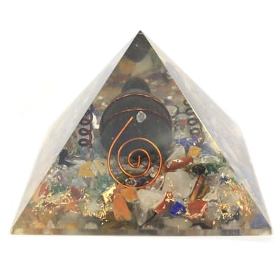 Med Orgonite Piramide 60mm Gemchips, Koper, Schildpad