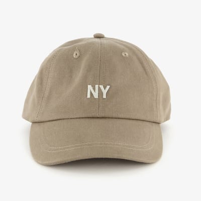 Heren pet met geborduurd NY logo bruin