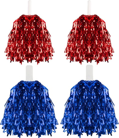 4 stuks cheerleaderpoms, cheerleading pompons, metallic cheerleader pompons, cheersbal voor sport, dansen - ShopVlot