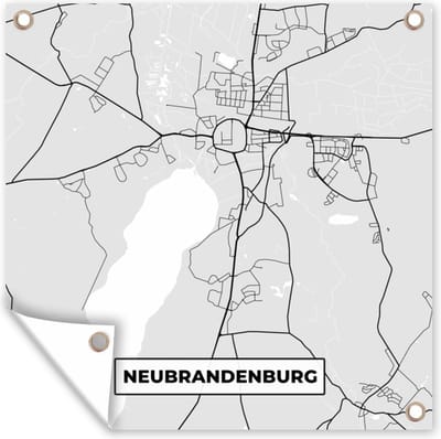 Tuin poster Duitsland - Stadskaart - Plattegrond - Kaart - Neurandenburg - 200x200 cm - Tuindoek