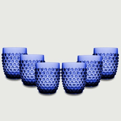 Arca Dotted Blue - Acryl Drinkbeker 350ml - Set van 6 - donkerblauw - duurzaam, lichtgewicht, onbreekbaar, ideaal voor in de tuin, picknick, speelse look