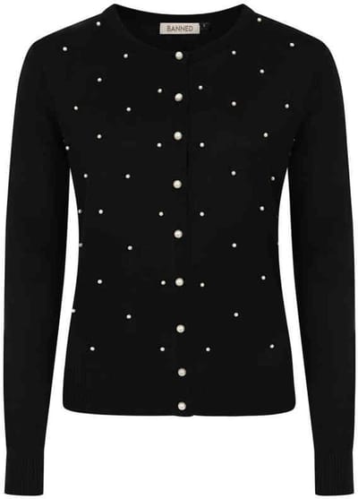 Banned - Pearl Cardigan - S - Zwart