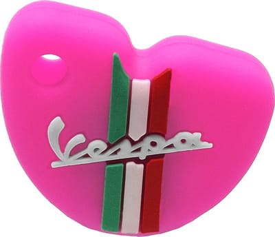 Vespa Siliconen Sleutelhoesje - Neon Roze met Witte letters - Neon Roze met Wit - Italiaanse Vlag
