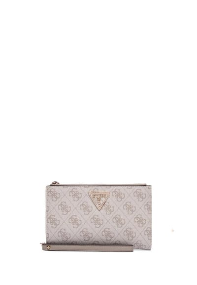GUESS portemonnee Laurel II SLG Double Zip Organizer Dark Taupe Logo