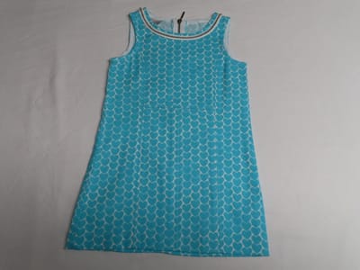 Jurk - Overgooier - Turquoise , ecru - Hartjes all over - 2 jaar 92