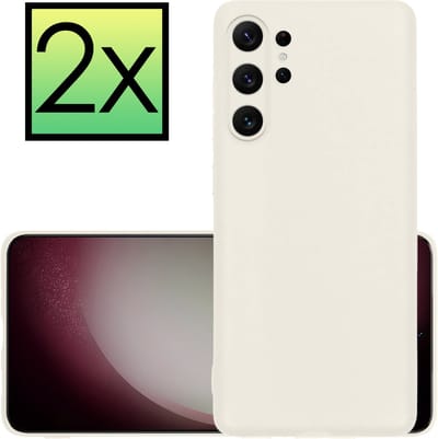 Hoesje - 2 Stuks - Geschikt voor Samsung Galaxy S23 Ultra - Sterk & Shockproof - Case Siliconen - Back Cover - Telefoon Hoes - Wit