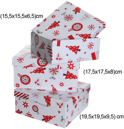 Set van 3 Luxe Cadeaudozen Kerst – Geschenkdozen met Deksel – Kerstverpakking – Opbergdozen – Herbruikbare Geschenkverpakkingenau