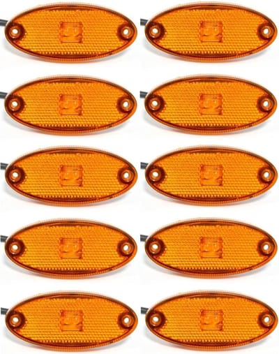 10 Stuks 12V Oranje LED Zijmarkeringslichten voor Vrachtwagens en Caravans