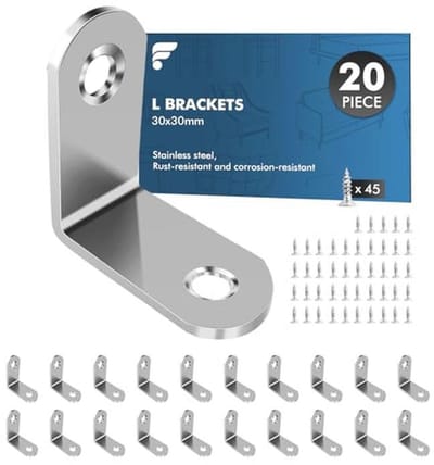 Hoekverbinder 30 x 30 mm - 20 stuks, Metalen Hoek 90 Graden met Schroeven voor Meubelmontage