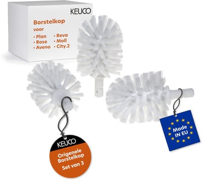 Originele KEUCO reserveborstelkop wit, 3 stuks, voor PLAN, ROSE, AVENO, REVA, MOLL, CITY.2 toiletborstelgarnituur, Ø 6,9 cm, vervangende toiletborstelkop