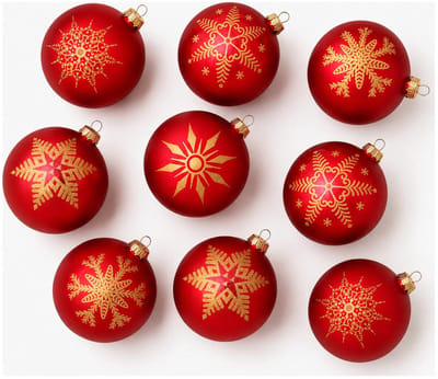 Krebs Luxe gedecoreerde kerstballen - 18x st - rood - 8 cm - glas