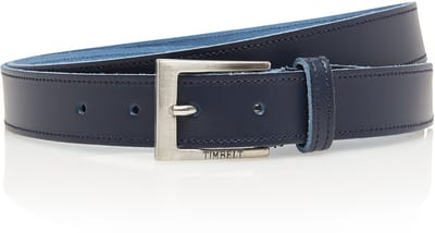Timbelt Leren Riem - Nette Heren Riem - Rondom Gestikt - Taille Maat tot 105 - Totale Lengte 120 cm - Pantalon riem - Blauw
