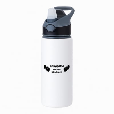 Hacebo® - bonusoma van de leukste kinderen waterfles met rietje zwart - Oma - de leukste bonusoma - verjaardag - cadeautje voor oma - kado - geschenk - water fles - 650ML
