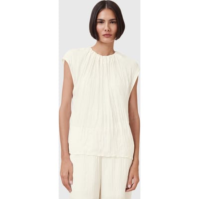 AllSaints Trisha Crinkle Top Gardenia Cream Taglia: 2 | Canottiere Outlet | Donna | Bianco