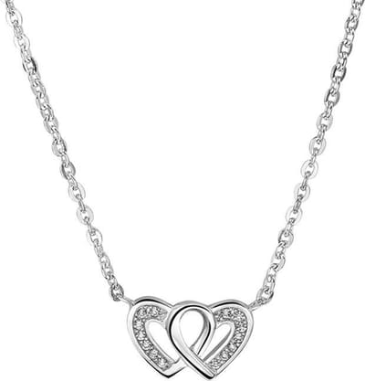 The Jewelry Collection Ketting Hartjes Zirkonia 1,7 mm 41 + 4 cm - Zilver