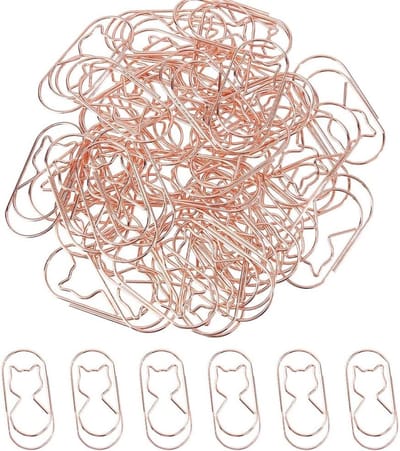 Dailygoods - 60 Stuks Katten Paperclips in Roségoud voor Kantoor en School