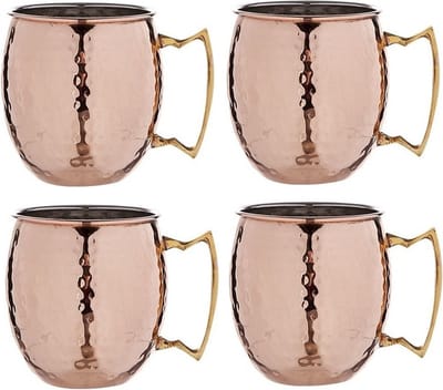 Cosy & Trendy Cocktailglazen Moscow Mule - 4x - gehamerd koper - 450 ml - Cocktailglazen