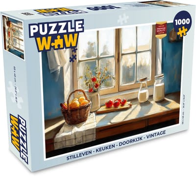 Puzzel Stilleven - Keuken - Doorkijk - Vintage - Legpuzzel - Puzzel 1000 stukjes volwassenen