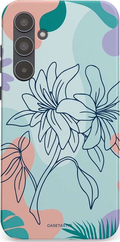 Casetastic Hoesje Geschikt voor Samsung A55 - Stijlvolle Beschermende Duo-layer Case - Mint Bloemprint