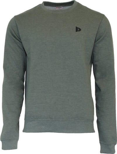 Donnay - Fleece sweater met ronde hals (Ian) - Junior - Deep army green marl (1395) - maat 128