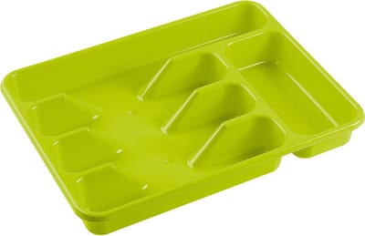 Hega Hogar Bestekbak - 2x stuks - groen - 5 vakken - 34 x 26 x 5 cm - lade indeling - bestekhouders