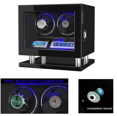 Hoge kwaliteit watchwinder - Inclusief adapter - Luxe watch winder met auto rotate - Automatisch horloge winder - Horlogeopwinder - Dubbele horlogebox