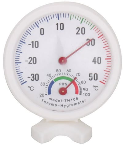 Binnenthermometer Vochtigheidsmeter - Kamer Temperatuurmeter - Binnenklimaat Monitoren - Analoge Wijzerplaat - 9 x 9 x 3 cm