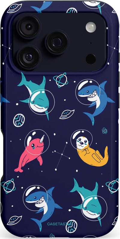 Casetastic hoesje geschikt voor Apple iPhone 17 Pro - MagSafe - Dubbellaagse bescherming - Ruimte Oceaan Blauw - Fashion Case - Donkerblauw
