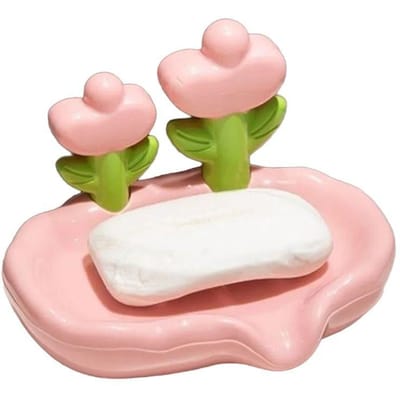 Porte-savon créatif à motif floral, égouttoir, antidérapant, accessoires de salle de bain, joli porte-savon pour la maison rose