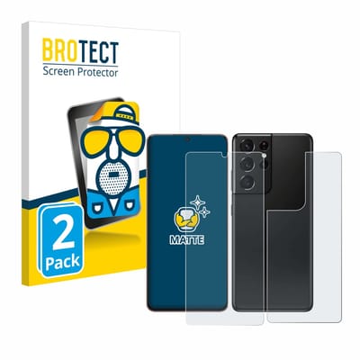 BROTECT - Screenprotector voor Samsung Galaxy S21 Ultra 5G (Voor+Achter) - Folie Beschermfolie matte 2 Stuks