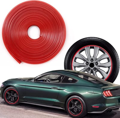 Velgenbescherming set van 8 meter - Rode autodecoratie voor velgen en banden - Inclusief plakstrips voor autovelgen - Autodeurbescherming - Bescherm je velgen en banden met deze set