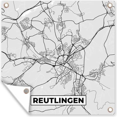 Tuin poster Kaart - Plattegrond - Stadskaart - Duitsland - Reutlingen - 200x200 cm - Tuindoek