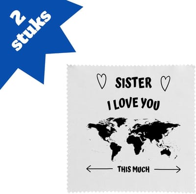 Akyol - sister i love you this much brillendoekjes - Zus - geweldige zus - liefste zus - verjaardag - cadeau - kado - bedankje - geschenk - 17,8 bij 17,8 cm - 2 stuks