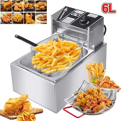 Aafinity Frituurpan - Friteuse - Frituurpan 6L - Roestvrijstaal - 2500W - 50-200 graden - met timer - Voor patat, snack en oliebollen