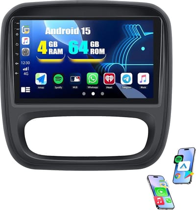 ESSGOO Autoradio 4+64GB met Carplay en Android Auto - Geschikt voor Opel Vivaro B (2014-2019), Renault Trafic 3 (2014-2021), Fiat Talento, Nissan NV300 (2014-2019) - GPS, WIFI, SWC