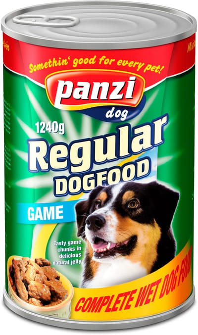 Panzi Regular - Hondenvoer - Blikvoer - Natvoer hond - Adult - Wild- 5 x 1240g