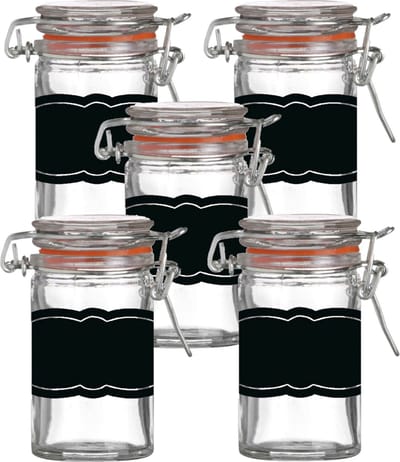 Weckpotje/inmaakpotje - 10x - 70 ml - glas - met beugelsluiting - incl. etiketten