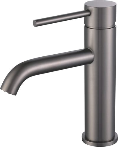 Wastafelkraan gun metal één-greeps bediening inclusief aansluitslangen