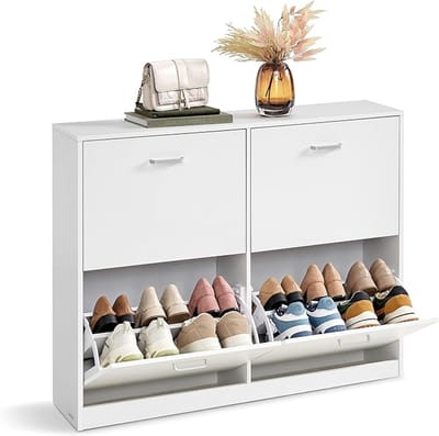 MAZAZU - Schoenenkast - 16 tot 28 paar - Wit - 105.5x24x82.7
